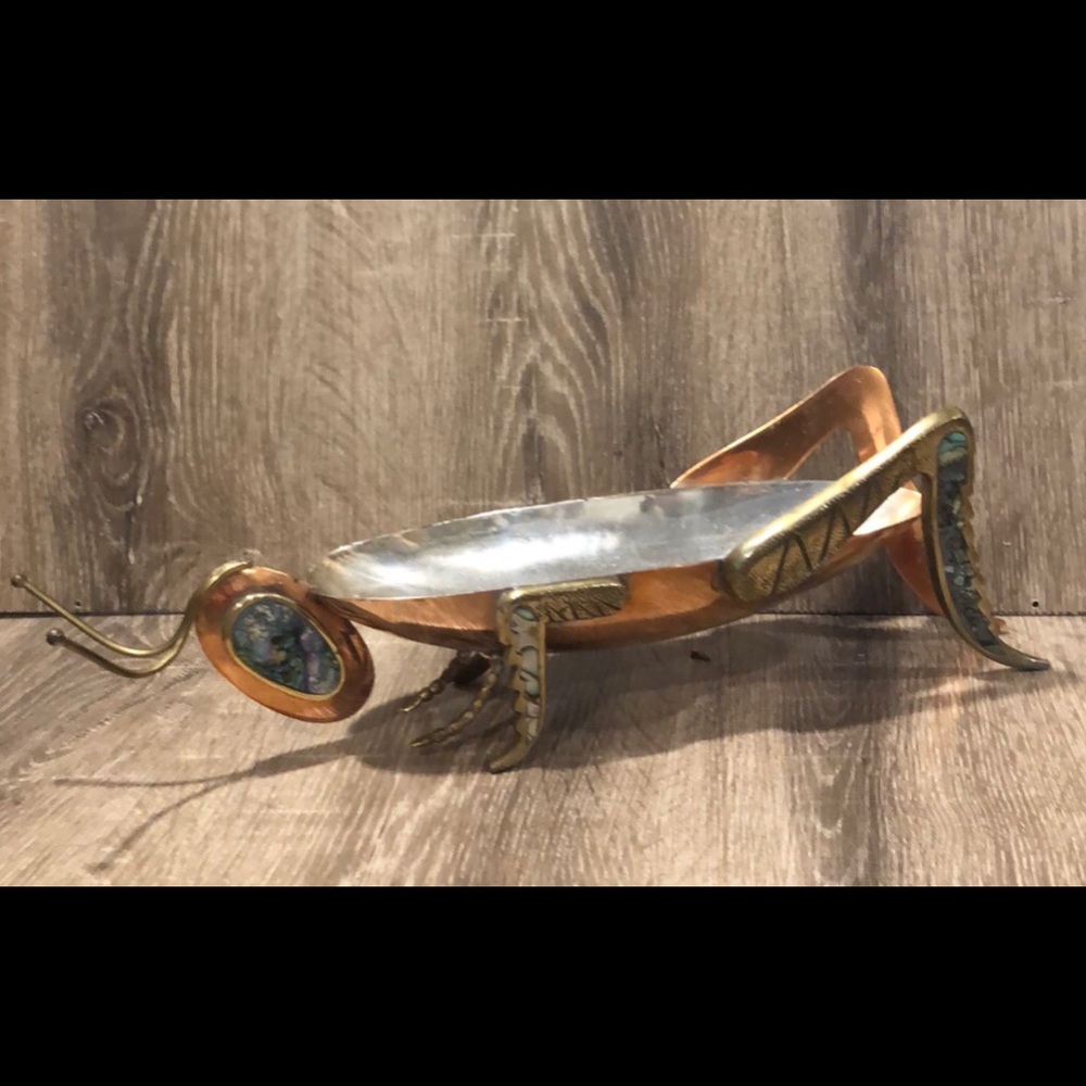 Vintage Hand Forged Copper Brass Abalone Cricket